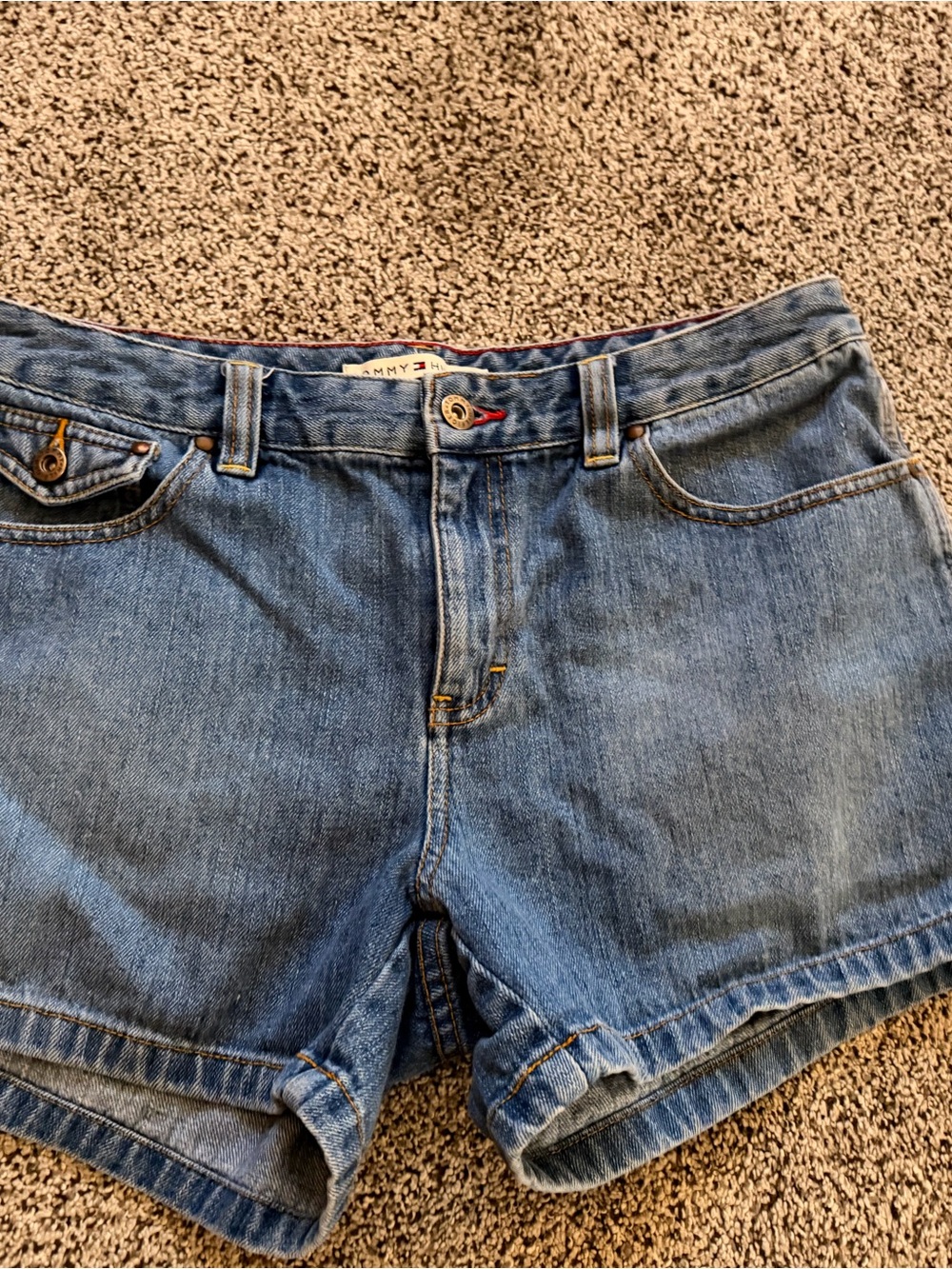 Tommy Hilfiger Light Blue Denim Shorts with Red Trim
